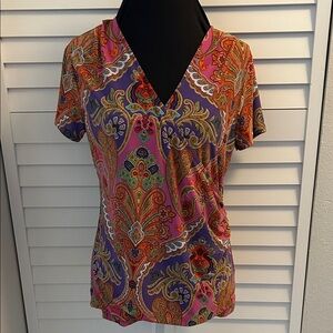 Lauren Ralph Lauren Multicolor Paisley V-Neck Blouse